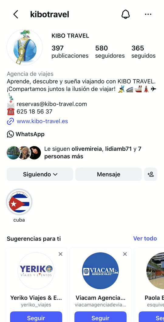 Perfil de Instagram antes