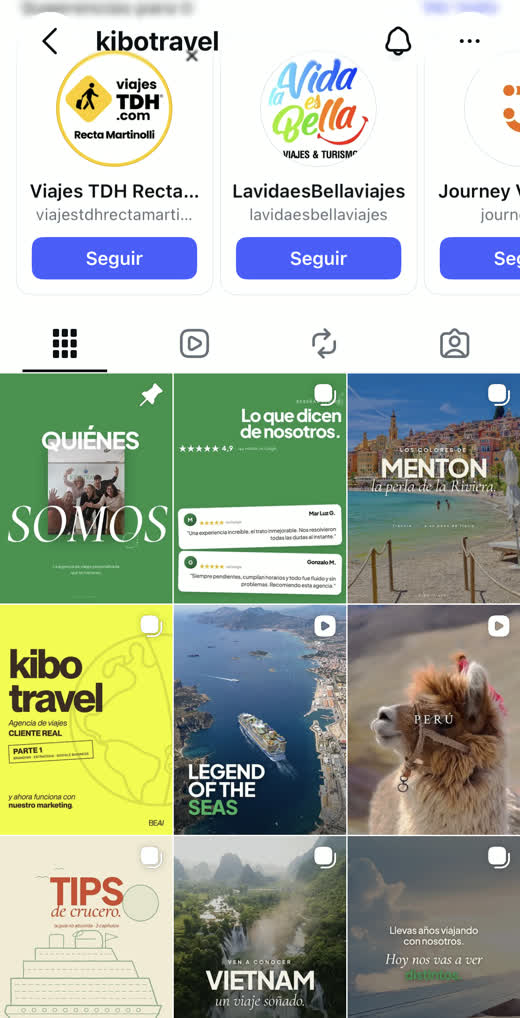 Feed de Instagram después