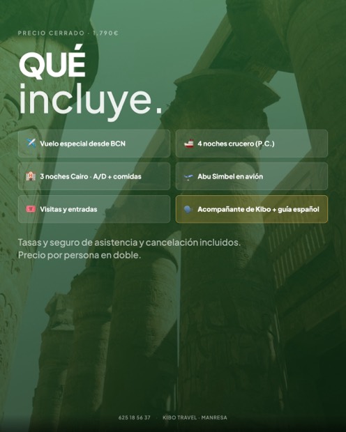 Carrusel de Kibo Travel: qué incluye el viaje a Egipto