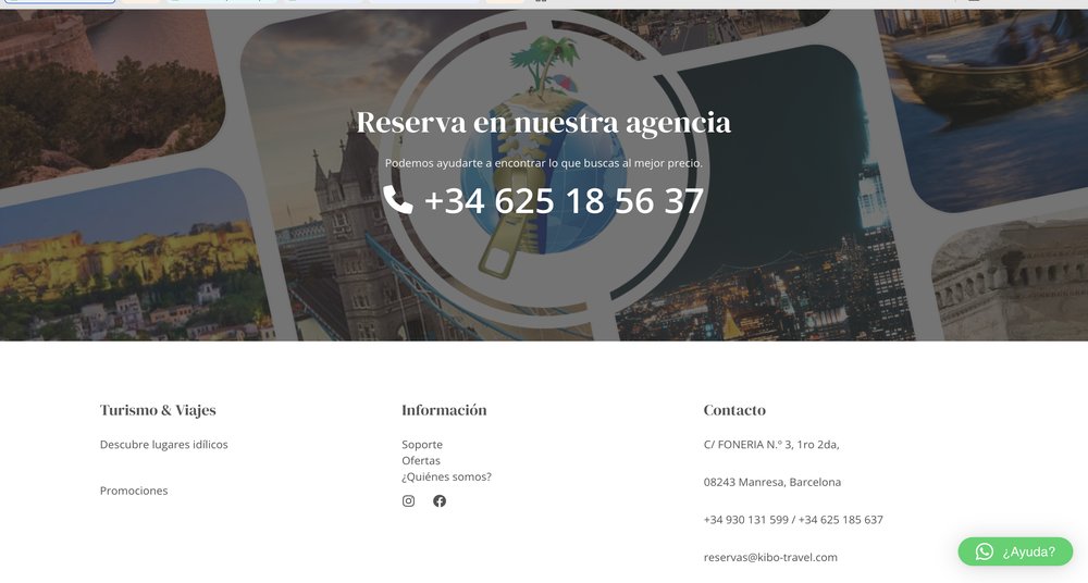 Web de Kibo Travel antes: pie de página antiguo