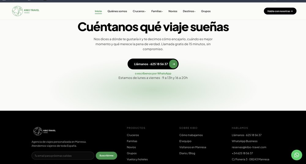 Web de Kibo Travel después: nuevo pie de página